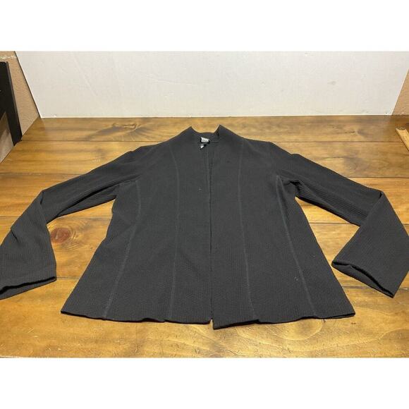 Eileen Fisher Italian Yarn Knit Cardigan Open Front Black Size Medium - Picture 1 of 11